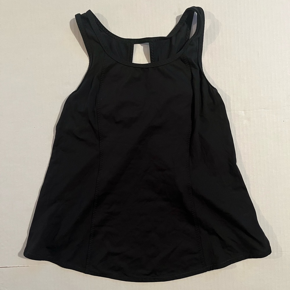 Lululemon black tank top, fold-over open back